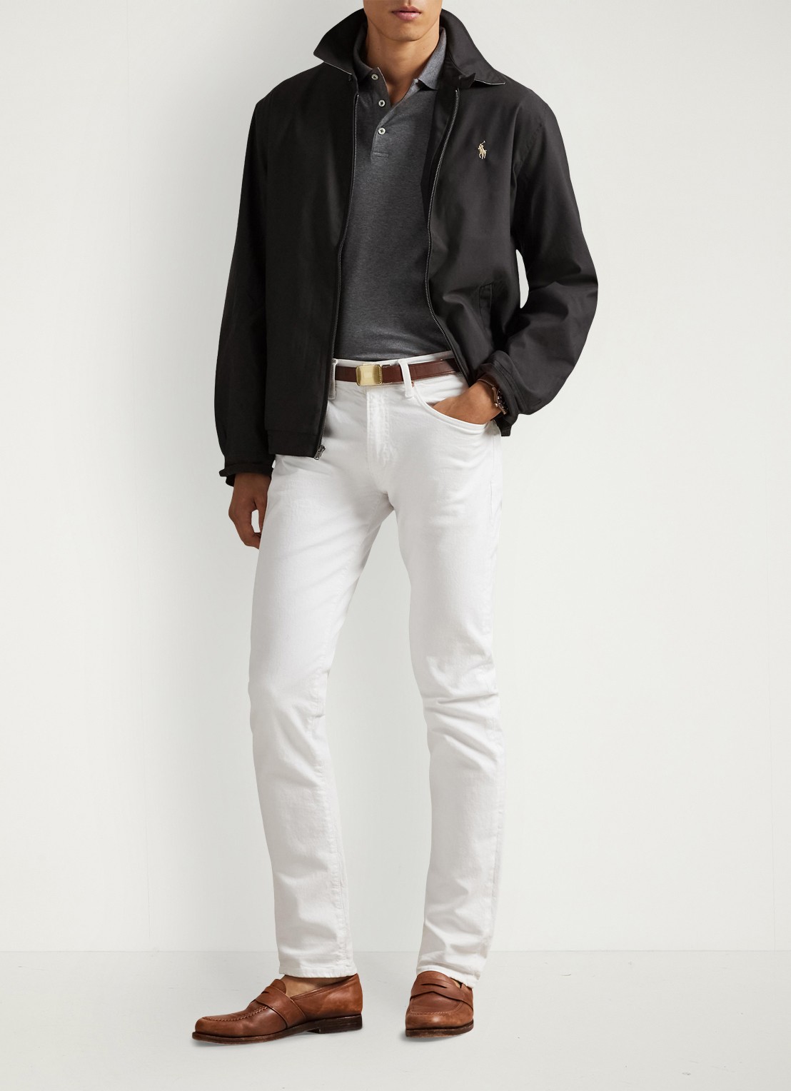Ralph Lauren Coach jack met klassieke kraag - voorkant 6 rl black / zwart