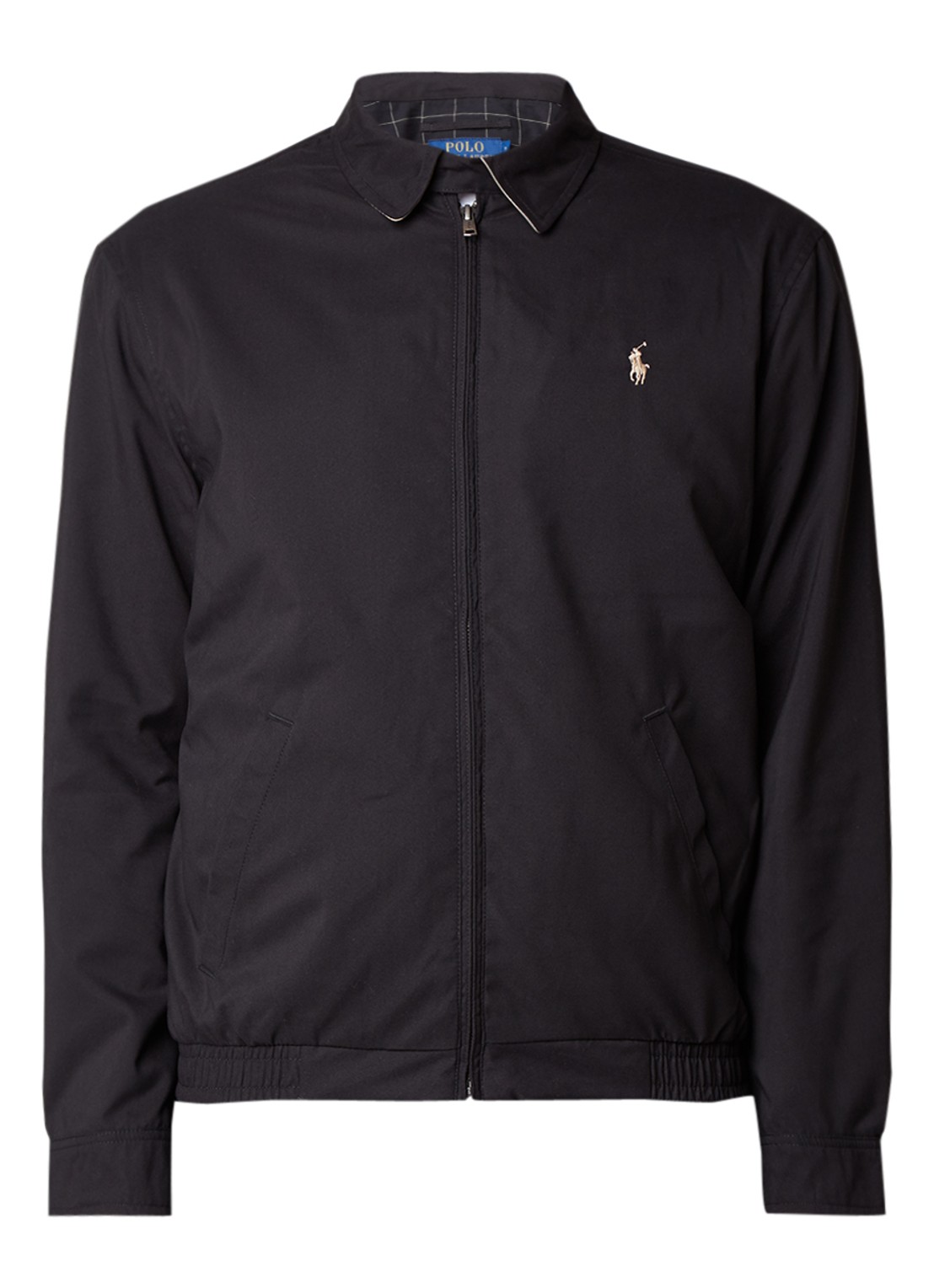 Ralph Lauren Coach jack met klassieke kraag - voorkant 7 rl black / zwart