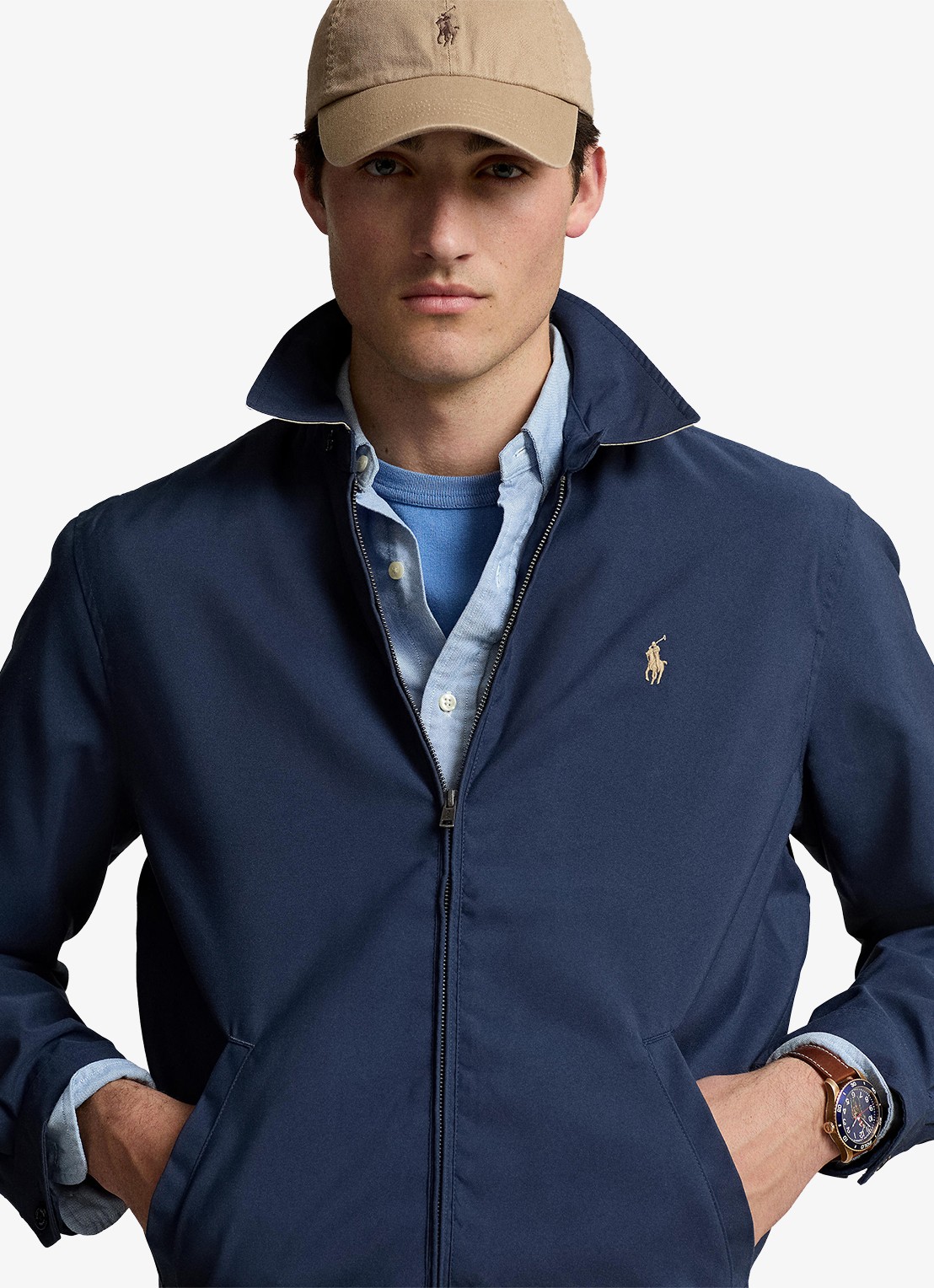 Ralph Lauren Coach jack met klassieke kraag - detail 6 refined navy / blauw
