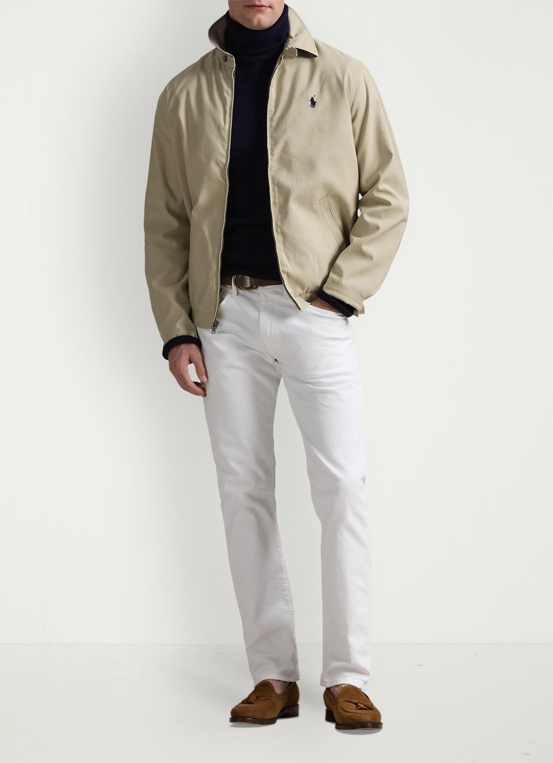 Ralph Lauren Coach jack met klassieke kraag - voorkant 2 khaki / beige