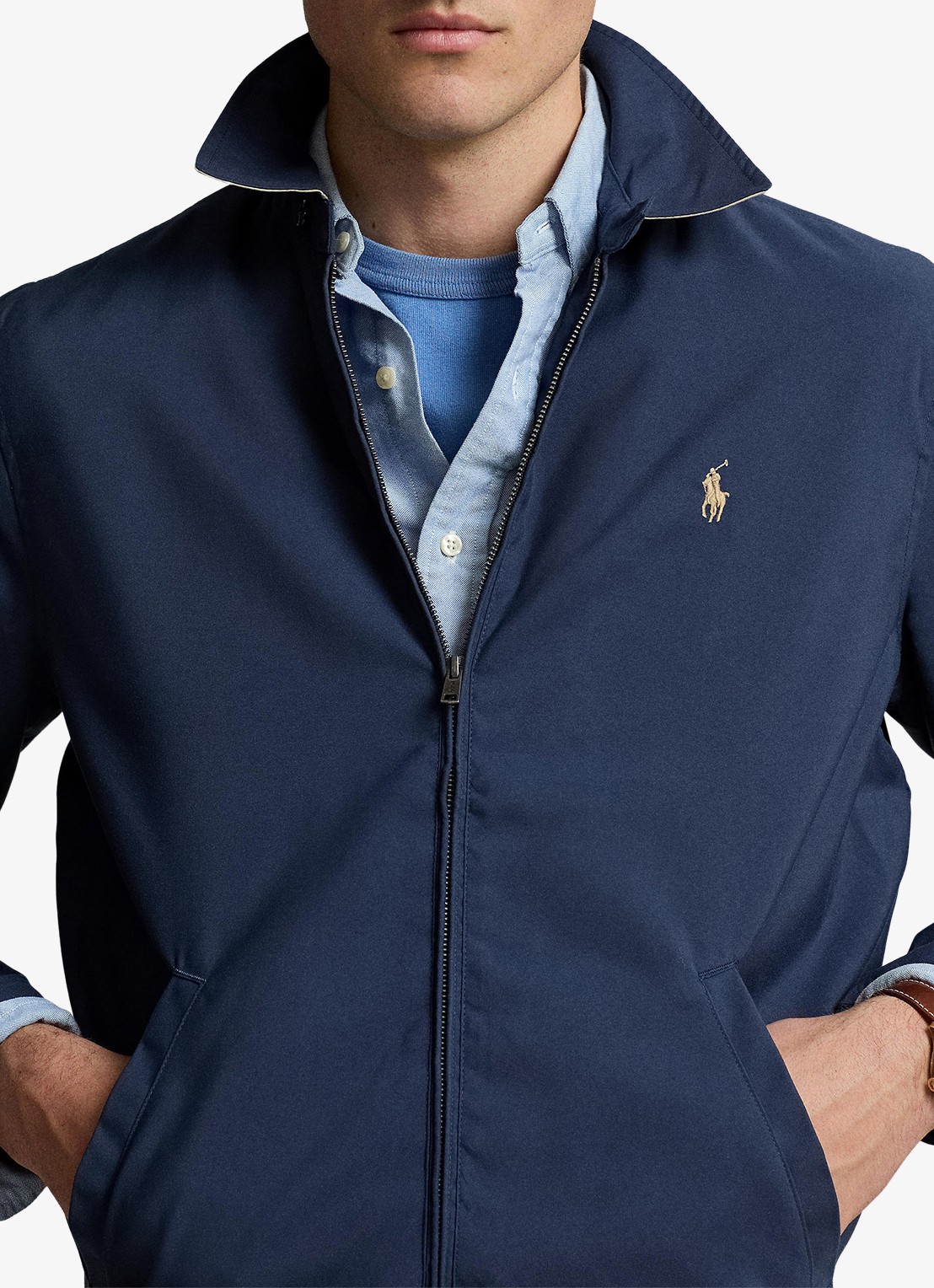 Ralph Lauren Coach jack met klassieke kraag - detail 8 refined navy / blauw