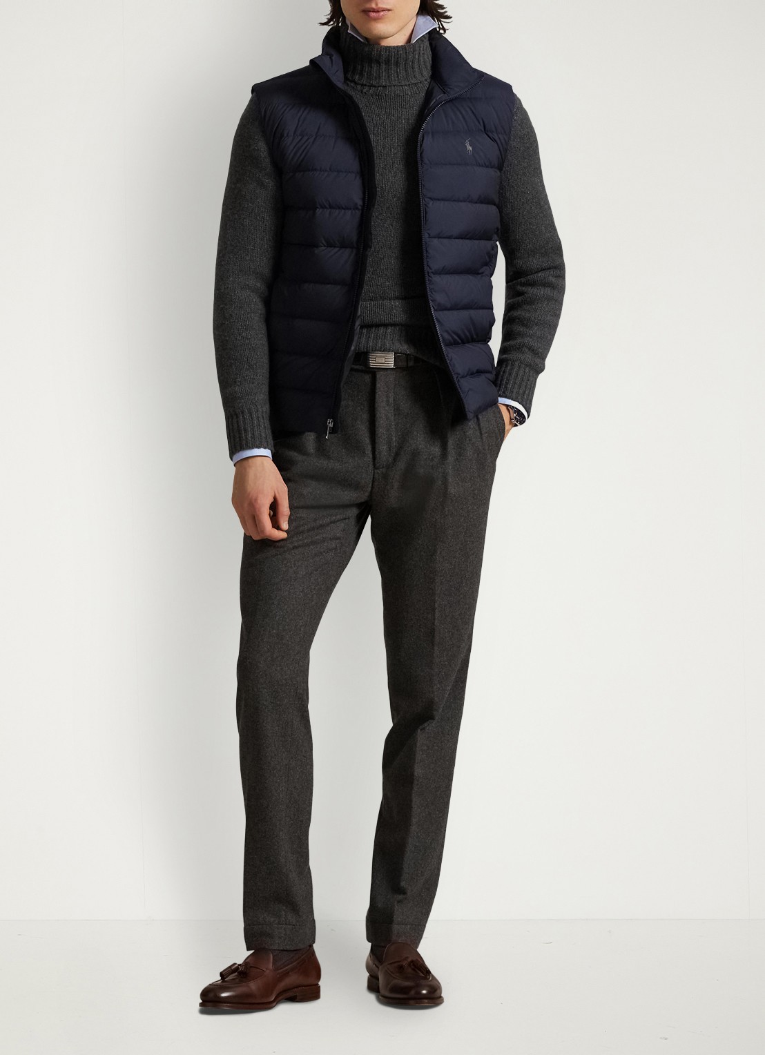 Ralph Lauren Colden bodywarmer met logoborduring - voorkant 4 collection navy / donkerblauw