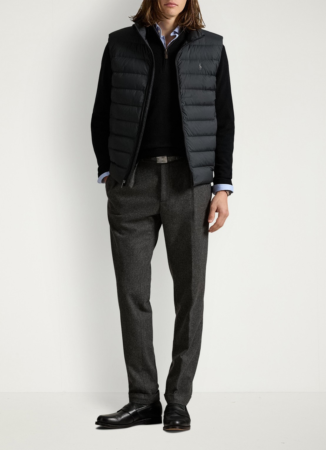 Ralph Lauren Colden bodywarmer met logoborduring - voorkant 7 polo black / zwart
