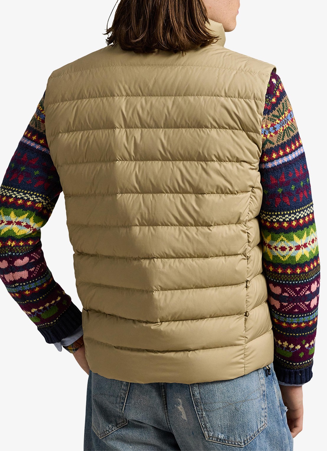 Ralph Lauren Colden bodywarmer met logoborduring - achterkant rl khaki / khaki