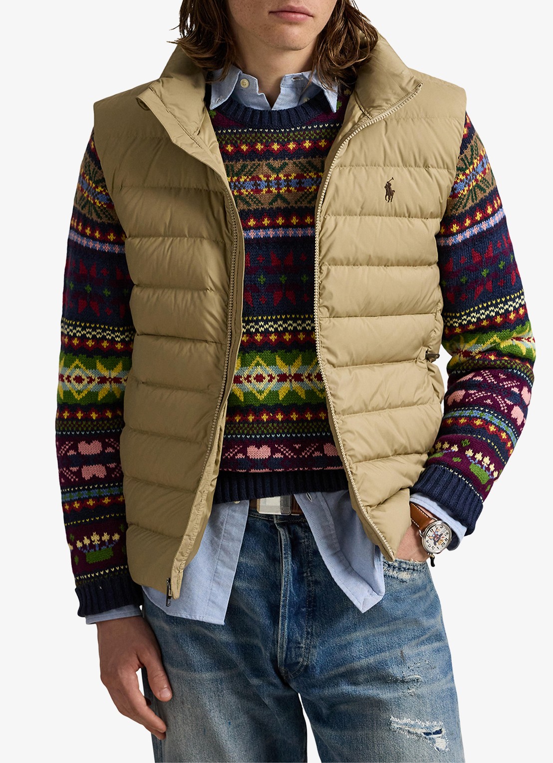 Ralph Lauren Colden bodywarmer met logoborduring - detail 2 rl khaki / khaki