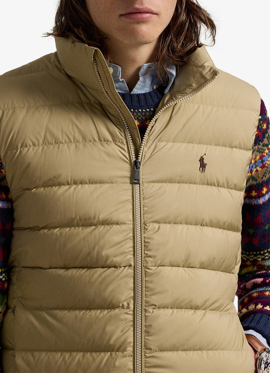 Ralph Lauren Colden bodywarmer met logoborduring - detail 3 rl khaki / khaki