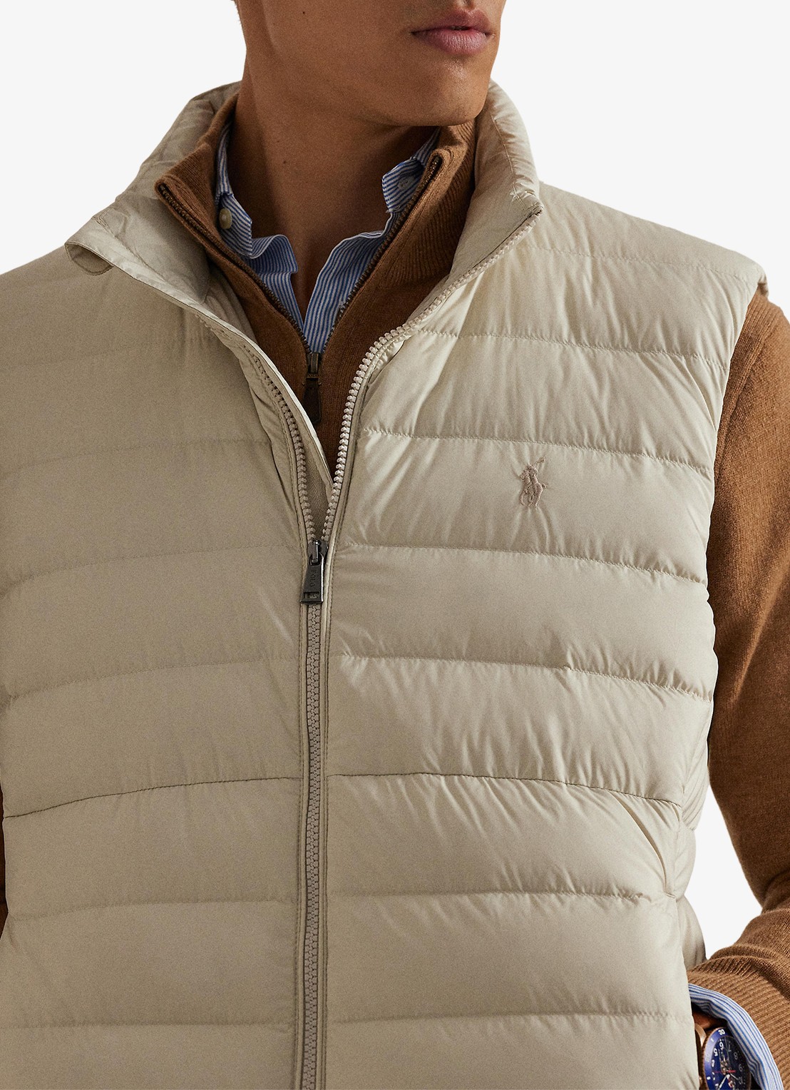 Ralph Lauren Colden bodywarmer met logoborduring - detail 2 basic sand / zand