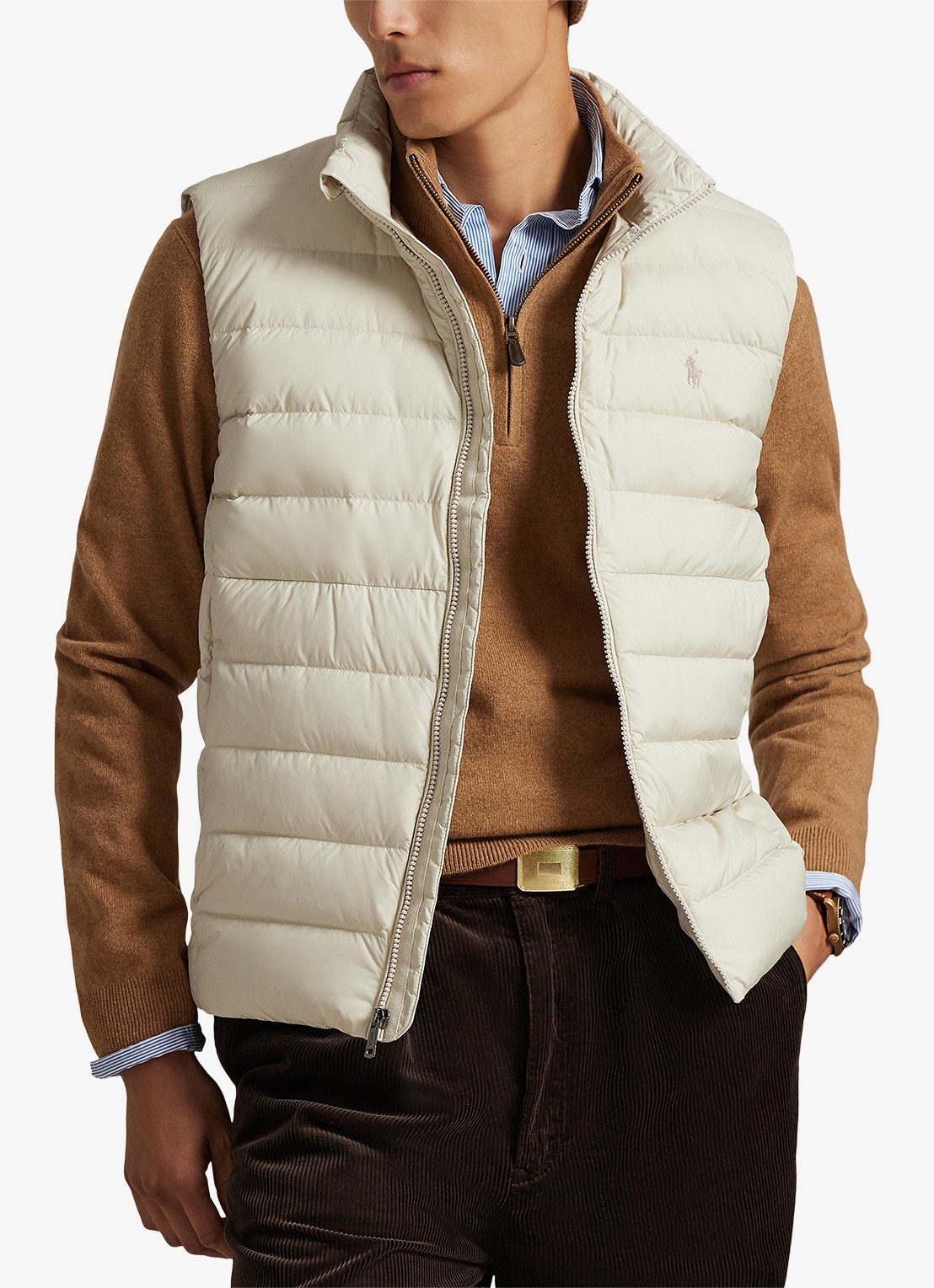 Ralph Lauren Colden bodywarmer met logoborduring - detail 4 basic sand / zand