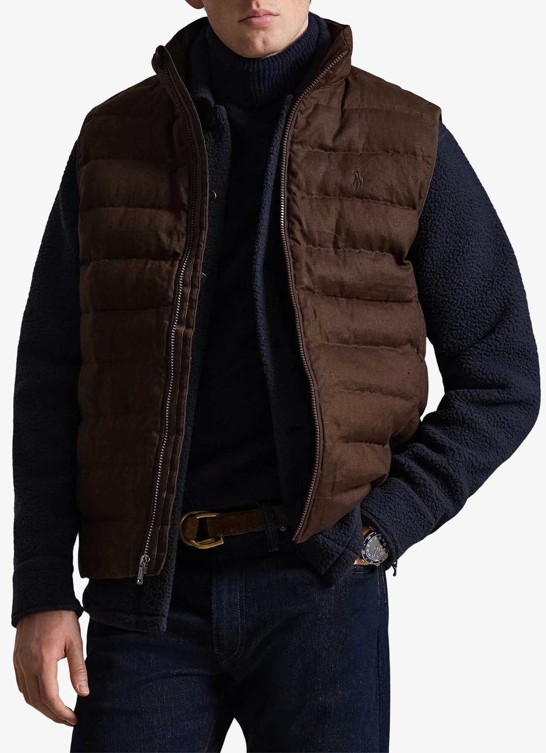 Ralph Lauren Colden bodywarmer met logoborduring - detail 2 nutmeg brown / bruin