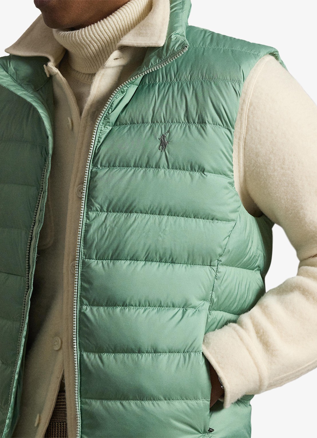 Ralph Lauren Colden bodywarmer met logoborduring - detail 4 light green / lichtgroen