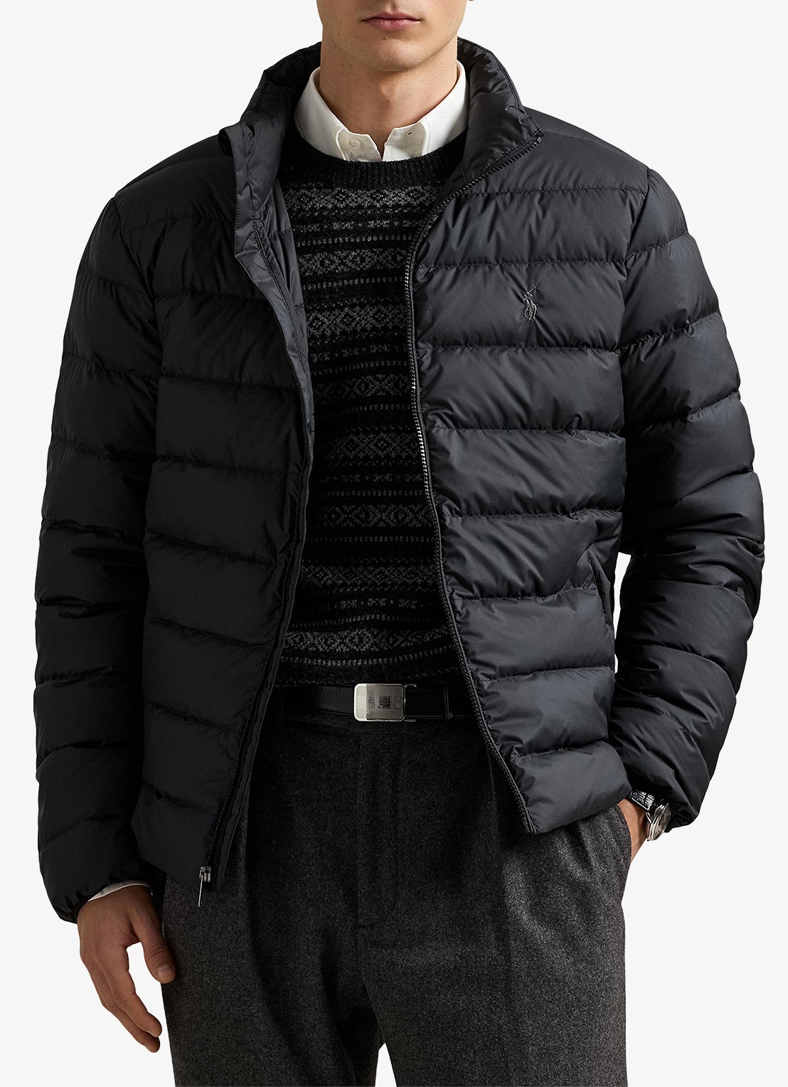 Ralph Lauren Colden gewatteerd jack met donsvulling en steekzakken - detail polo black / zwart