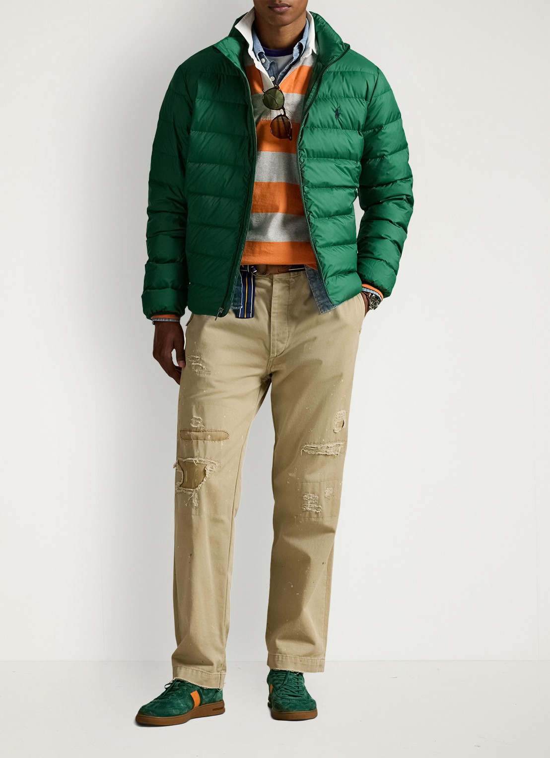 Ralph Lauren Colden gewatteerd jack met donsvulling en steekzakken - voorkant 4 new forest / groen