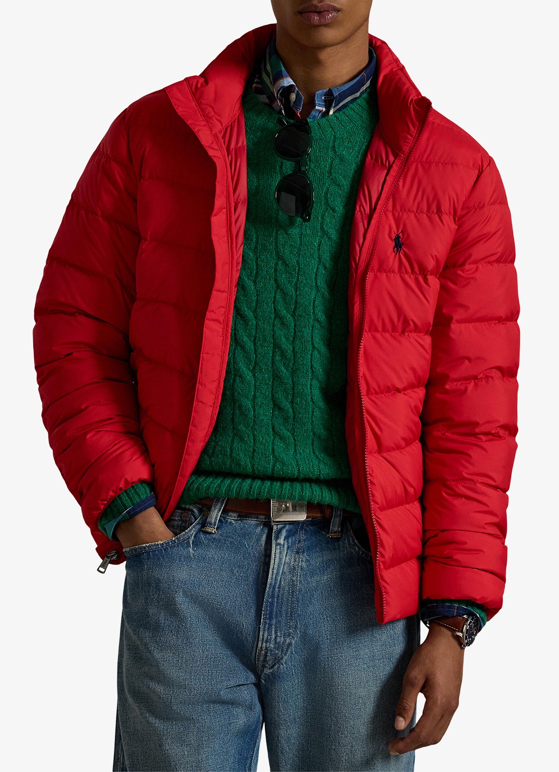 Ralph Lauren Colden gewatteerd jack met donsvulling en steekzakken - detail 2 rl 2000 red / rood