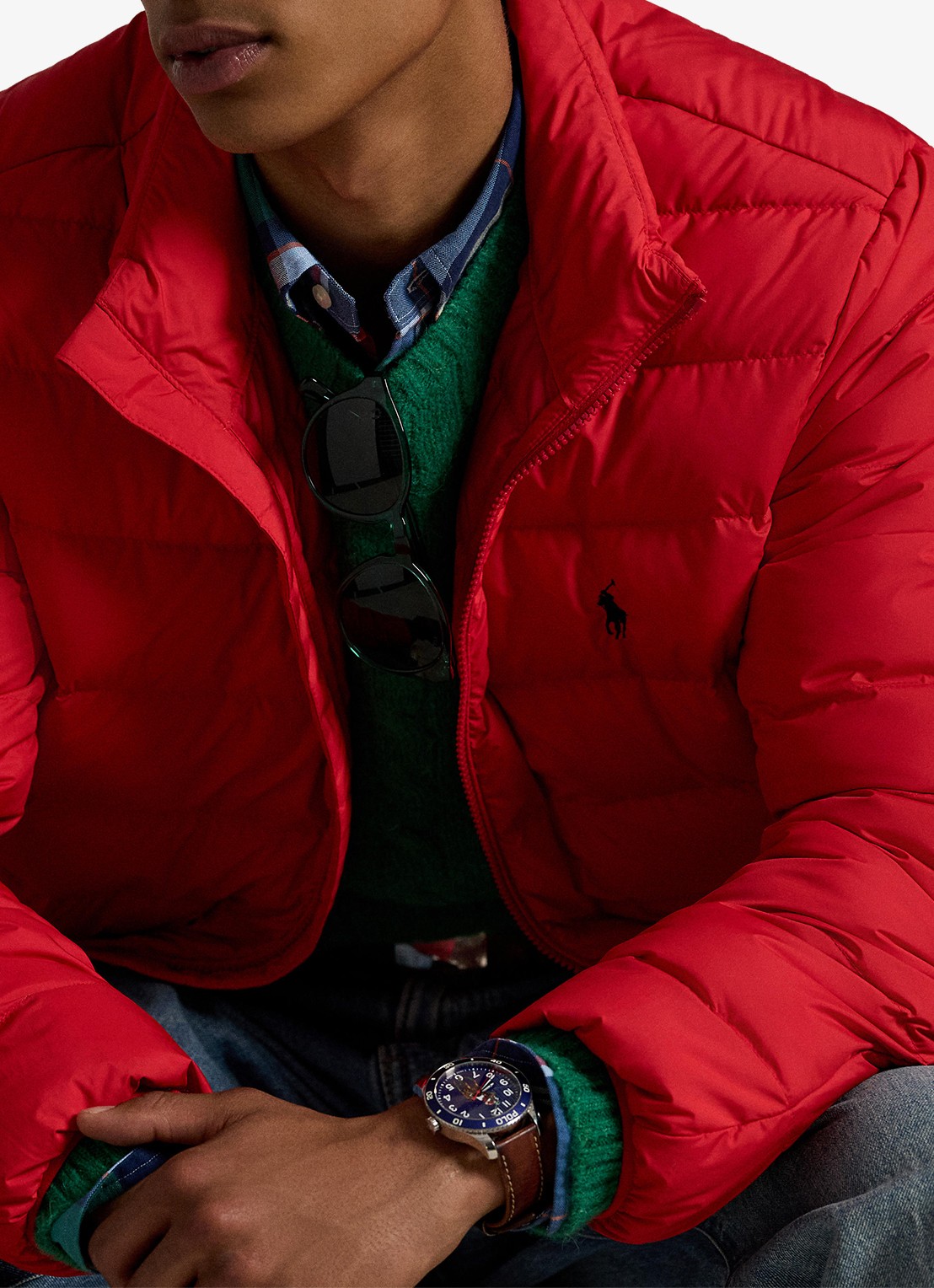 Ralph Lauren Colden gewatteerd jack met donsvulling en steekzakken - detail 3 rl 2000 red / rood