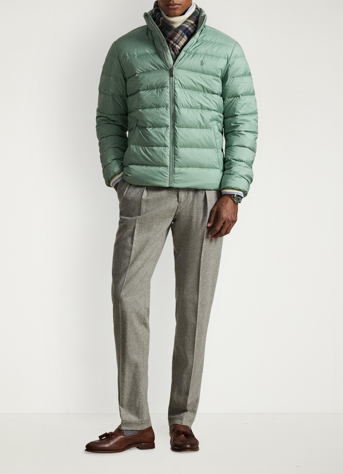 Ralph Lauren Colden gewatteerd jack met donsvulling en steekzakken - detail 3 light green / lichtgroen