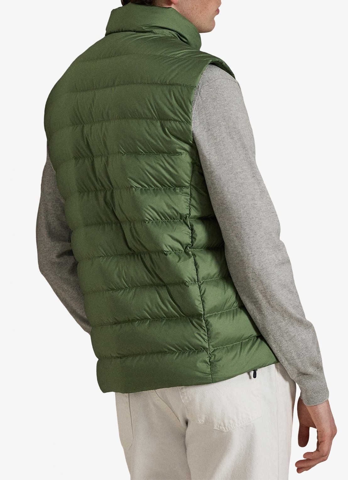 Ralph Lauren Colden opvouwbare bodywarmer met donsvulling en waterafstotende coating - achterkant fatigue / groen
