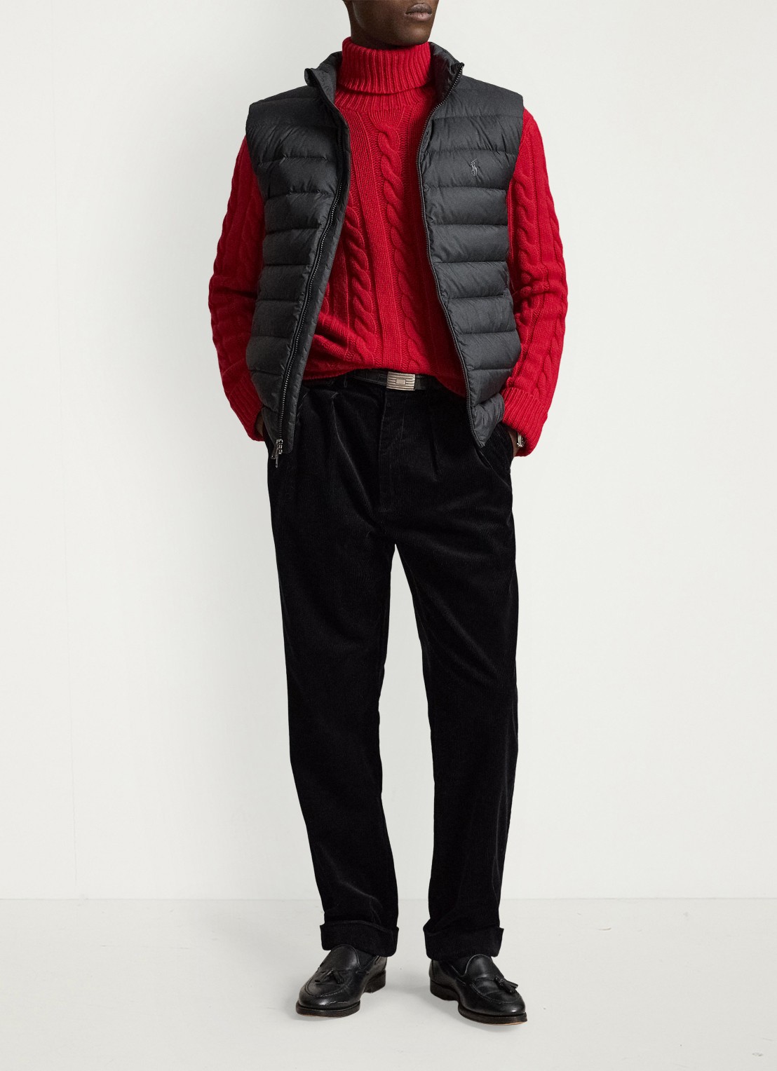 Ralph Lauren Colden opvouwbare bodywarmer met donsvulling en waterafstotende coating - voorkant 3 polo black / zwart