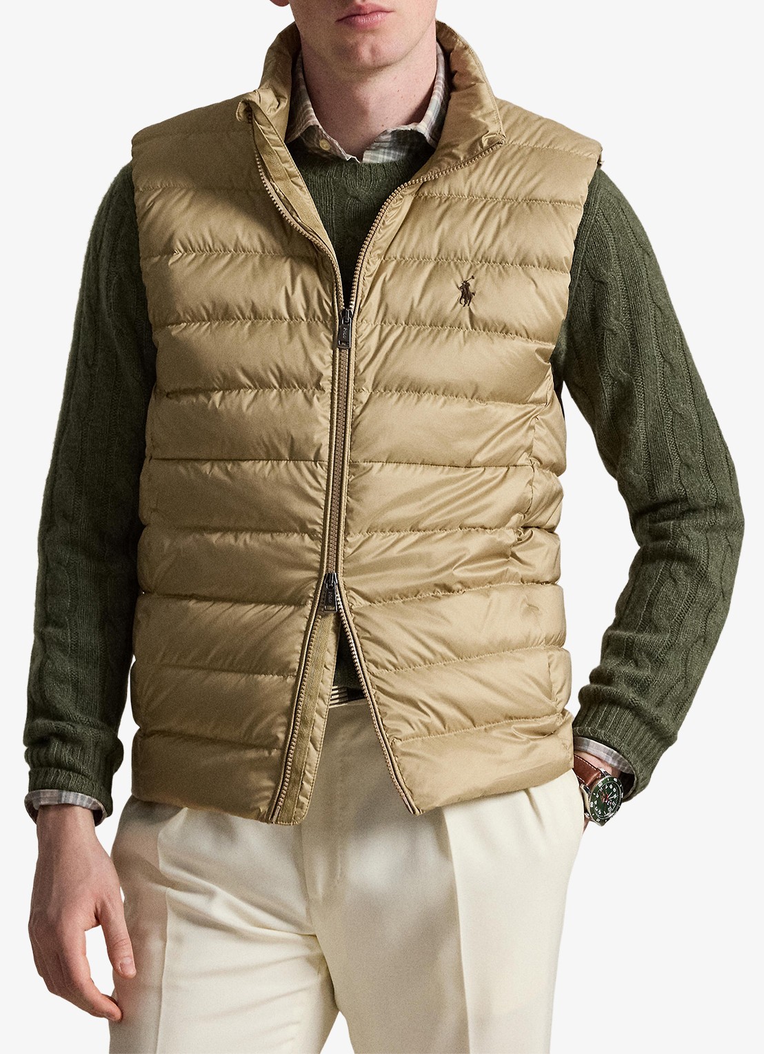 Ralph Lauren Colden opvouwbare bodywarmer met donsvulling en waterafstotende coating - detail 4 rl khaki / khaki