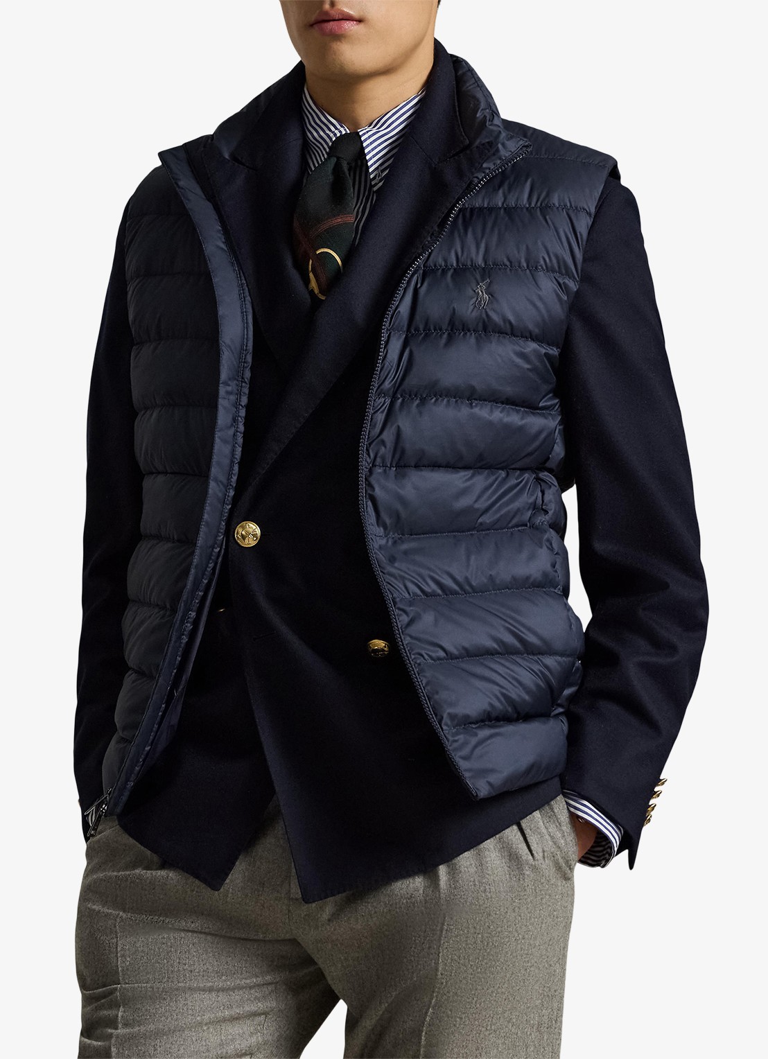 Ralph Lauren Colden opvouwbare bodywarmer met donsvulling en waterafstotende coating - detail 2 collection navy / donkerblauw