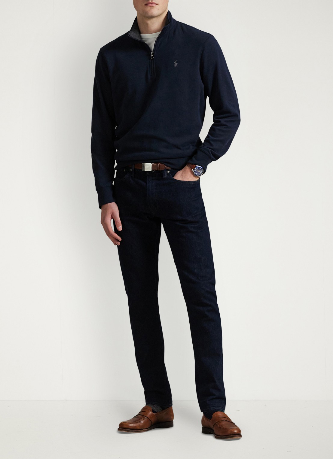 Ralph Lauren Coltrui met halve rits - voorkant 3 donkerblauw