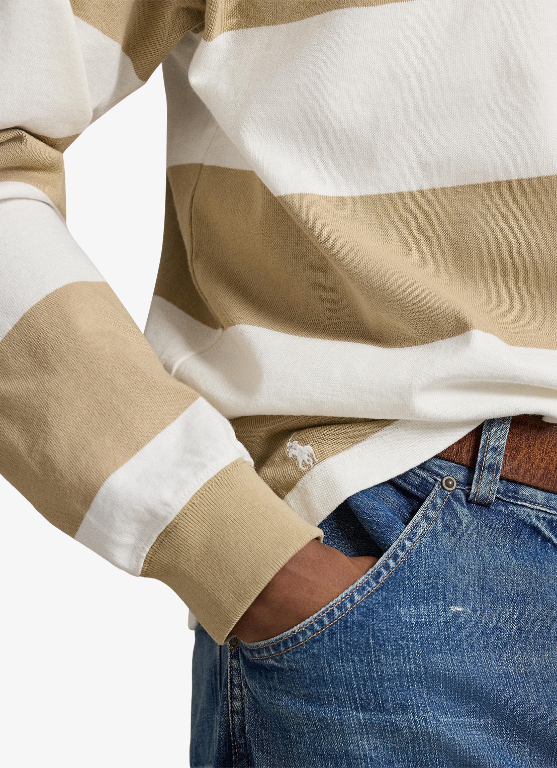 Ralph Lauren Comfort fit polo met streepprint - detail 2 trophy cream/classic khaki / khaki