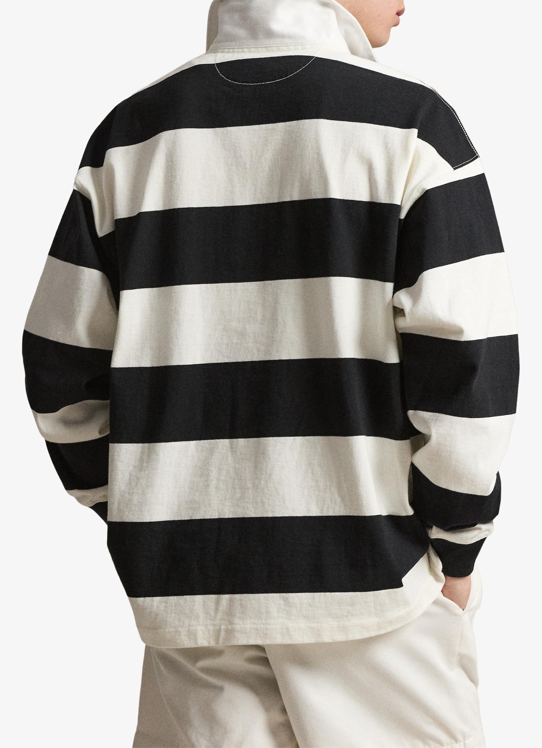 Ralph Lauren Comfort fit polo met streepprint - achterkant 5 trophy cream/polo black / zwart