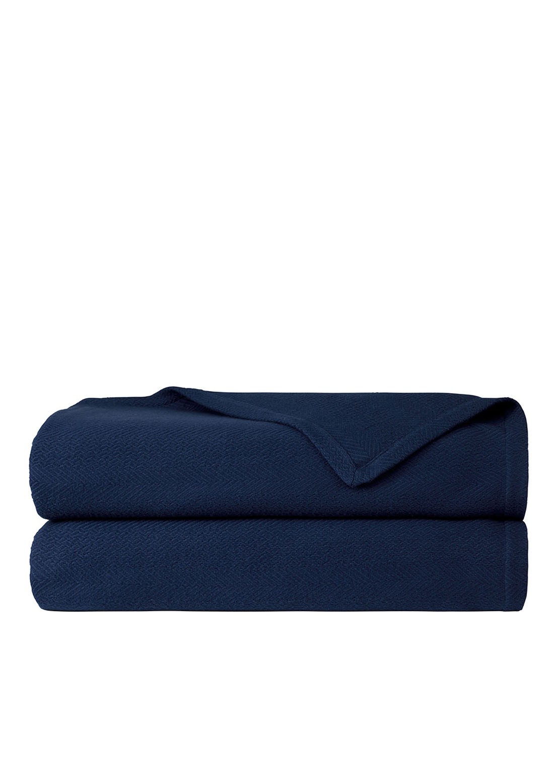 Ralph Lauren Conor plaid van  katoen 275 x 230 cm - voorkant donkerblauw