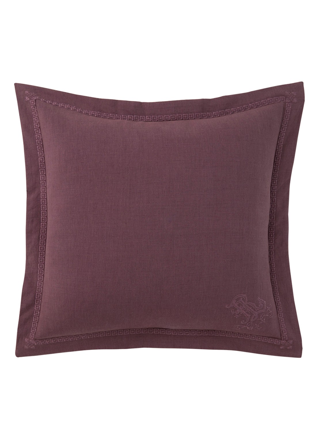 Ralph Lauren Corabell sierkussenhoes in linnenblend 45 x 45 cm - voorkant 2 roodbruin