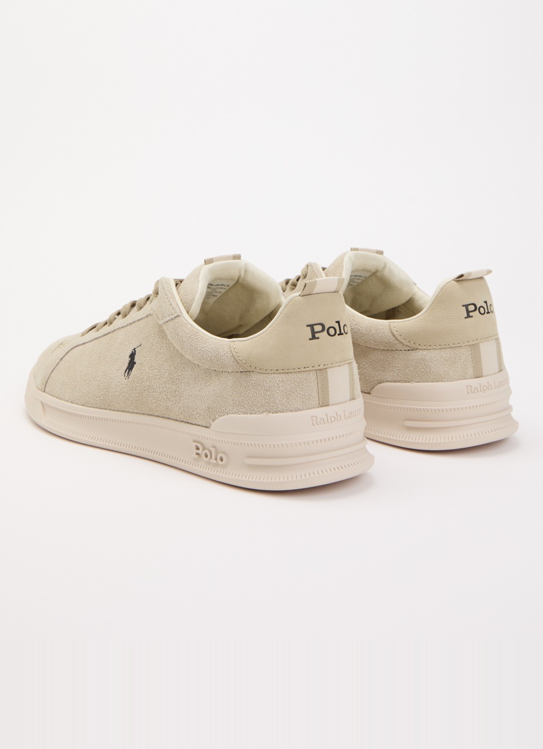 Ralph Lauren Court sneaker van suède met logoborduring - achterkant 5 beige