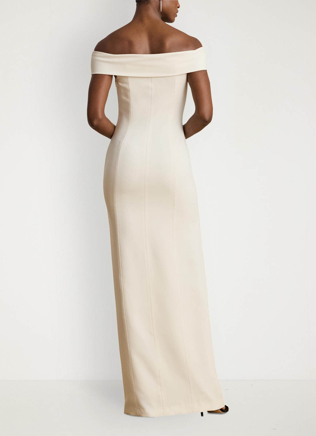 Ralph Lauren Crêpe jurk met blote schouders - achterkant 5 creme