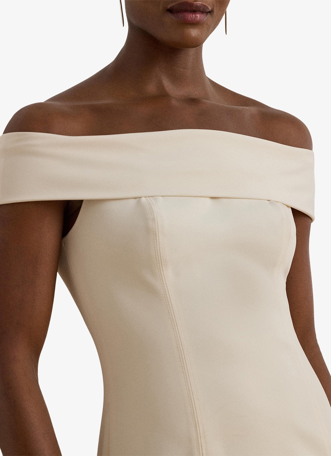 Ralph Lauren Crêpe jurk met blote schouders - detail 2 creme