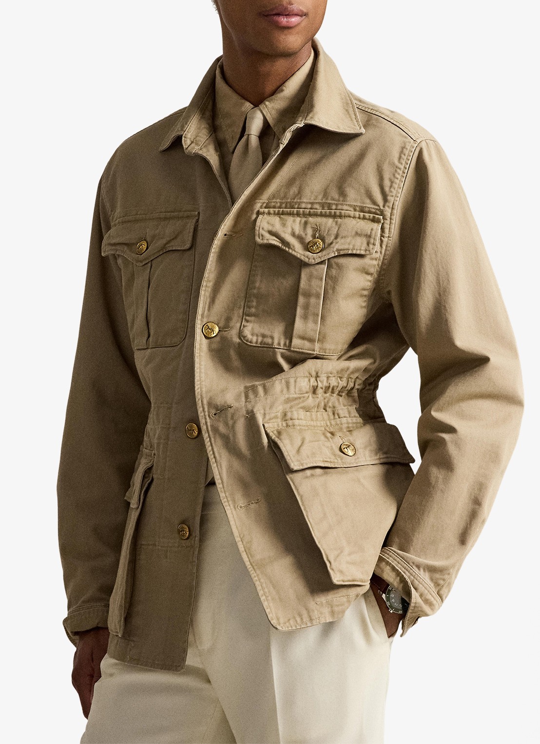 Ralph Lauren Crestwood utility jack met klepzakken  - detail 4 surrey tan / tan