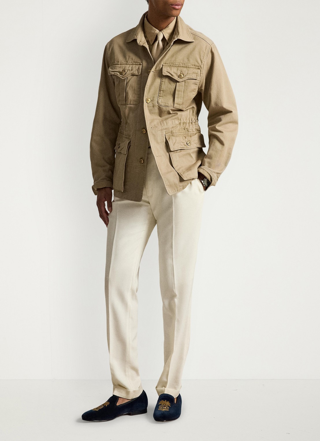 Ralph Lauren Crestwood utility jack met klepzakken  - voorkant 2 surrey tan / tan