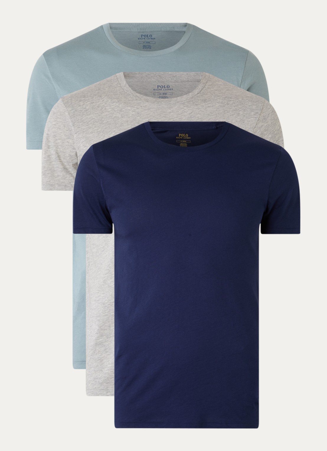 Ralph Lauren Crew T-shirt met ronde hals in 3-pack - voorkant blauw