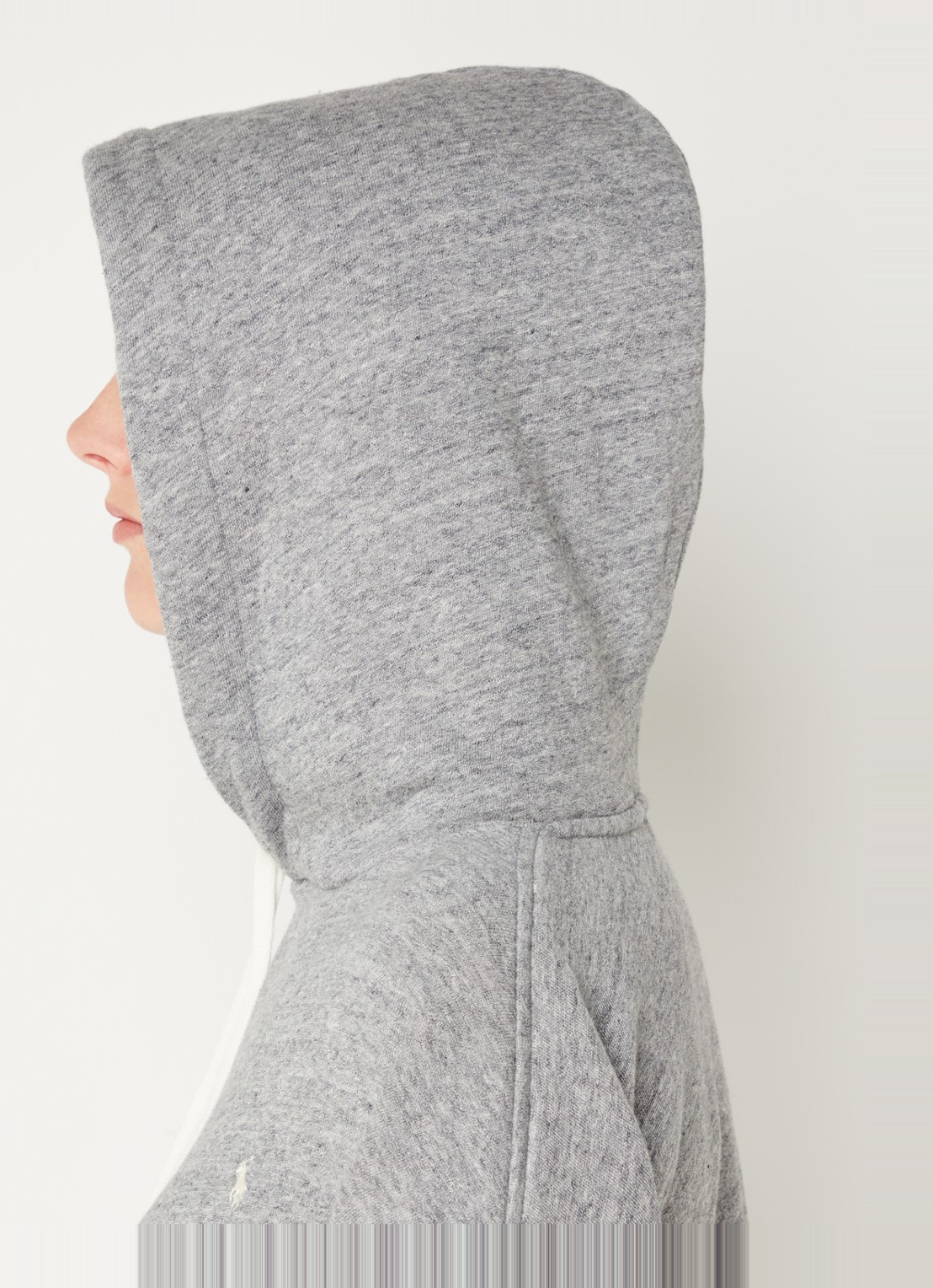 Ralph Lauren Cropped hoodie met logoborduring en gemêleerd dessin - detail 3 grijsmele