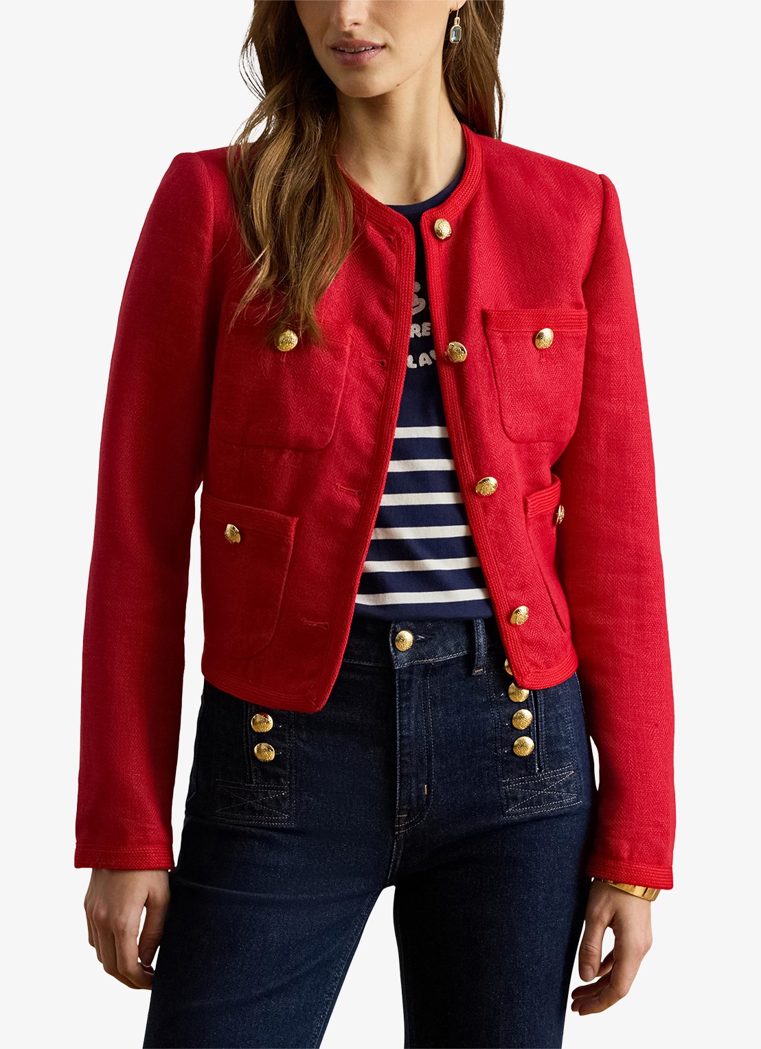 Ralph Lauren Cropped jack van linnen  - detail 3 cruise red 2wr6 / rood