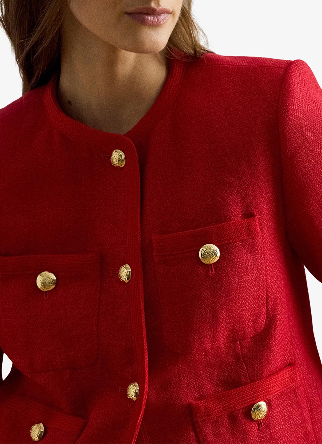 Ralph Lauren Cropped jack van linnen  - detail 4 cruise red 2wr6 / rood