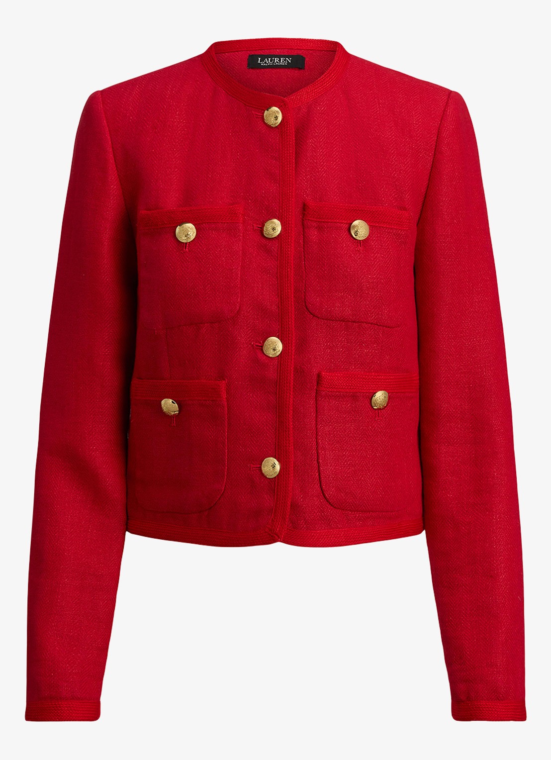 Ralph Lauren Cropped jack van linnen  - voorkant cruise red 2wr6 / rood