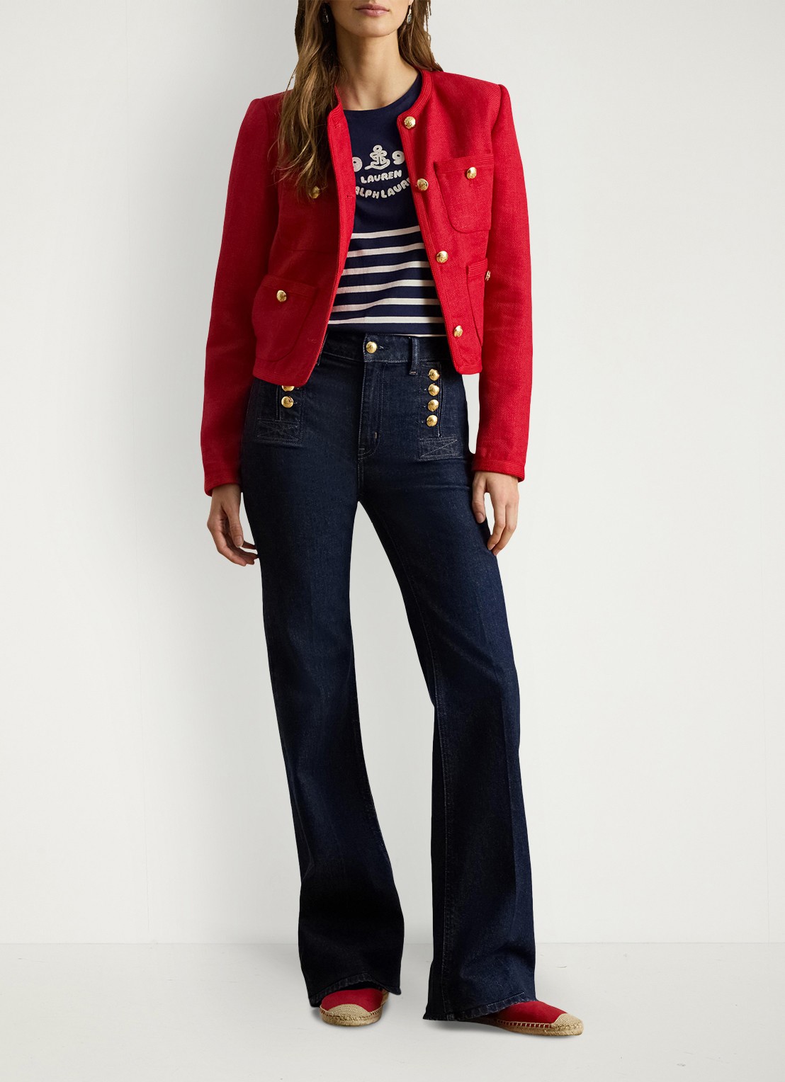 Ralph Lauren Cropped jack van linnen  - voorkant 2 cruise red 2wr6 / rood
