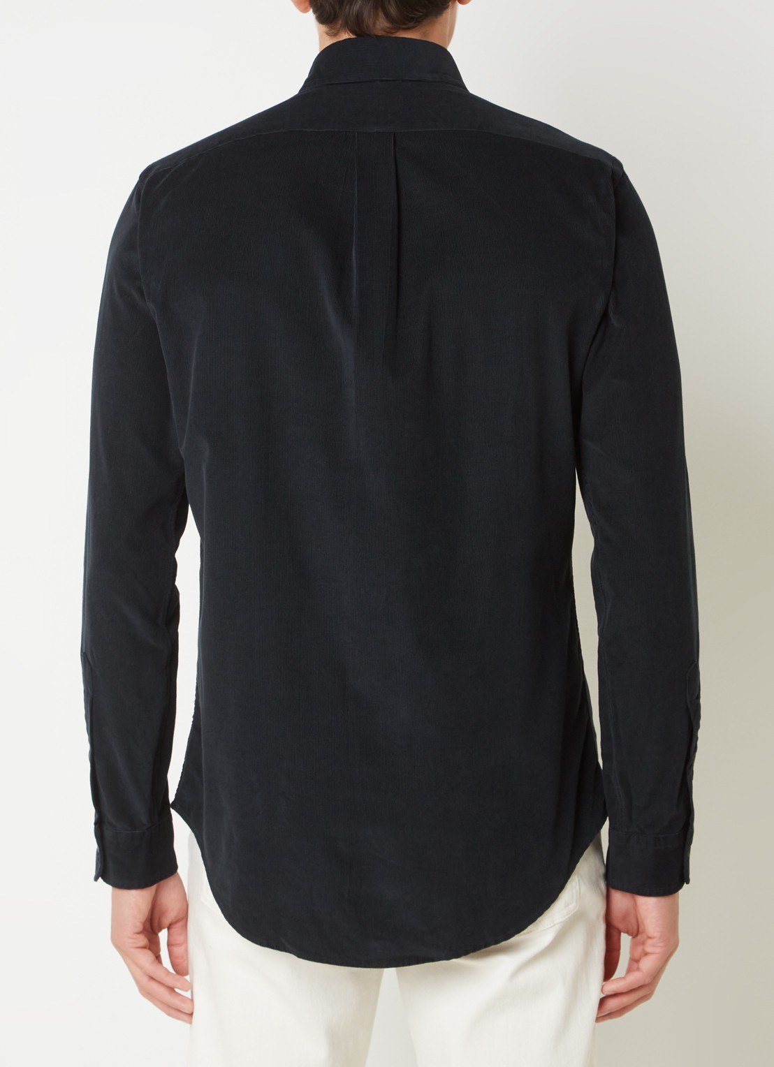 Ralph Lauren Custom fit button down-overhemd van corduroy - achterkant 2 polo black /  zwart