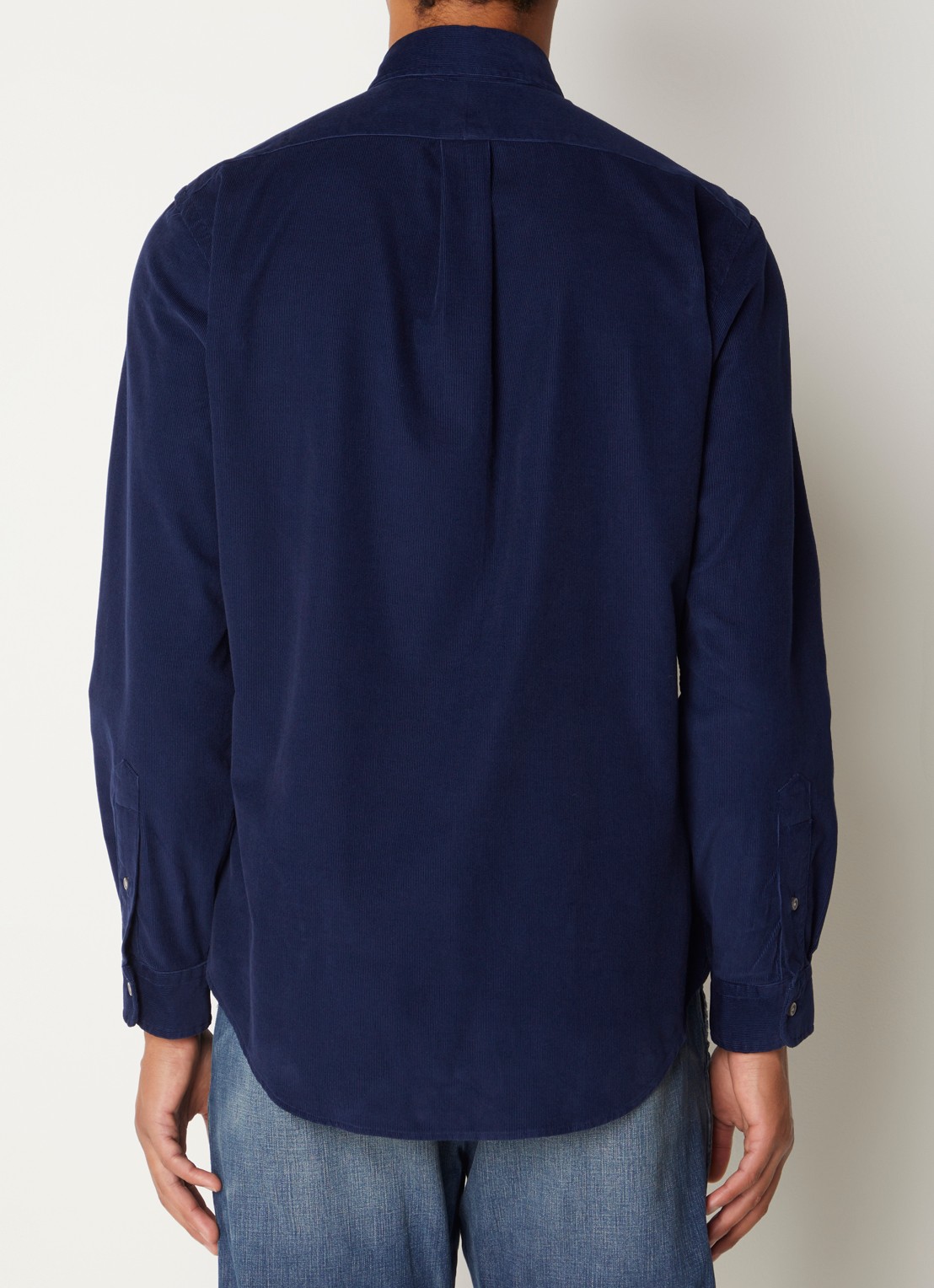 Ralph Lauren Custom fit button down-overhemd van corduroy - achterkant newport navy / blauw