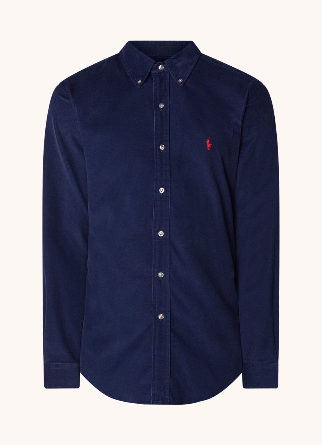 Ralph Lauren Custom fit button down-overhemd van corduroy - voorkant 2 newport navy / blauw