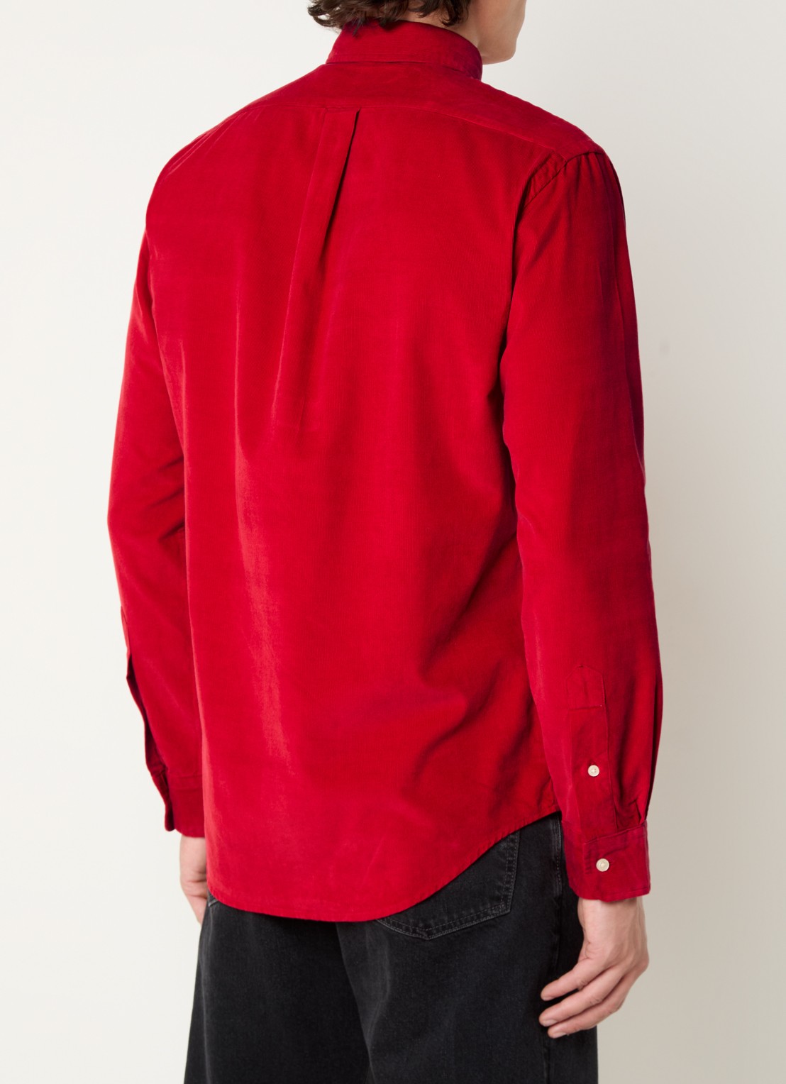 Ralph Lauren Custom fit button down-overhemd van corduroy - achterkant 4 martin red / rood