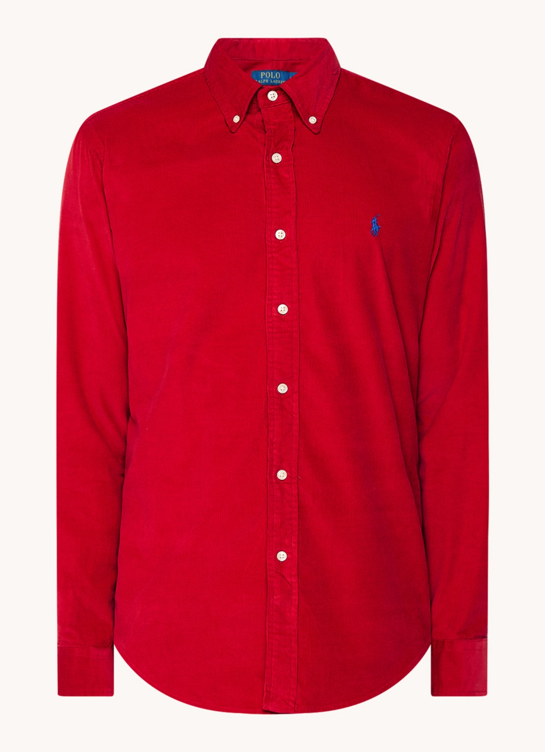 Ralph Lauren Custom fit button down-overhemd van corduroy - voorkant 2 martin red / rood