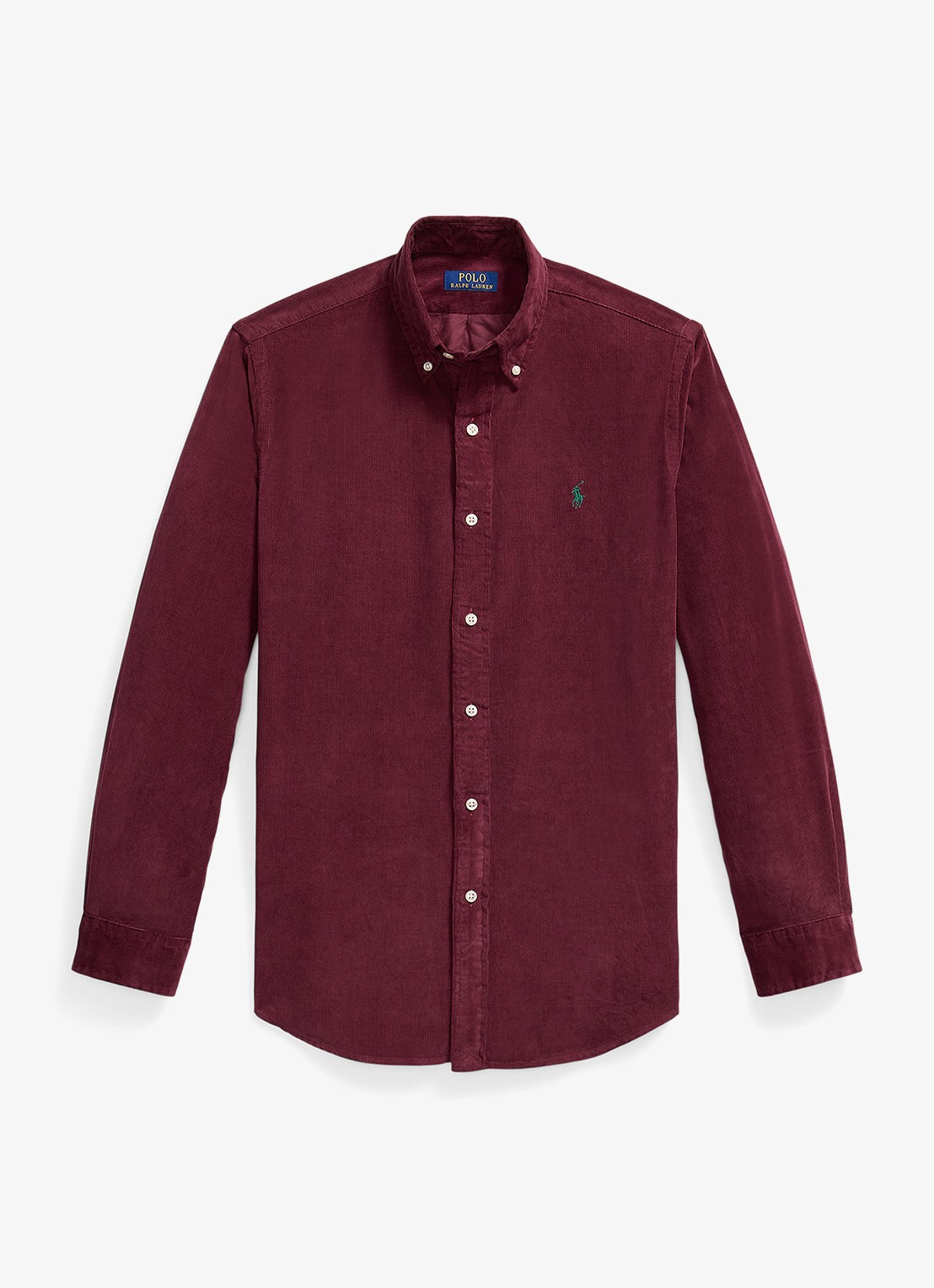 Ralph Lauren Custom fit button down-overhemd van corduroy - voorkant classic wine w/pine pp-zxh9