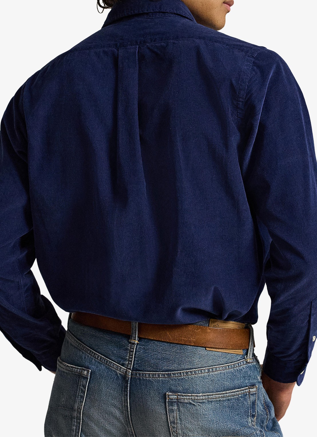 Ralph Lauren Custom fit button down-overhemd van corduroy - achterkant newport navy / white / donkerblauw