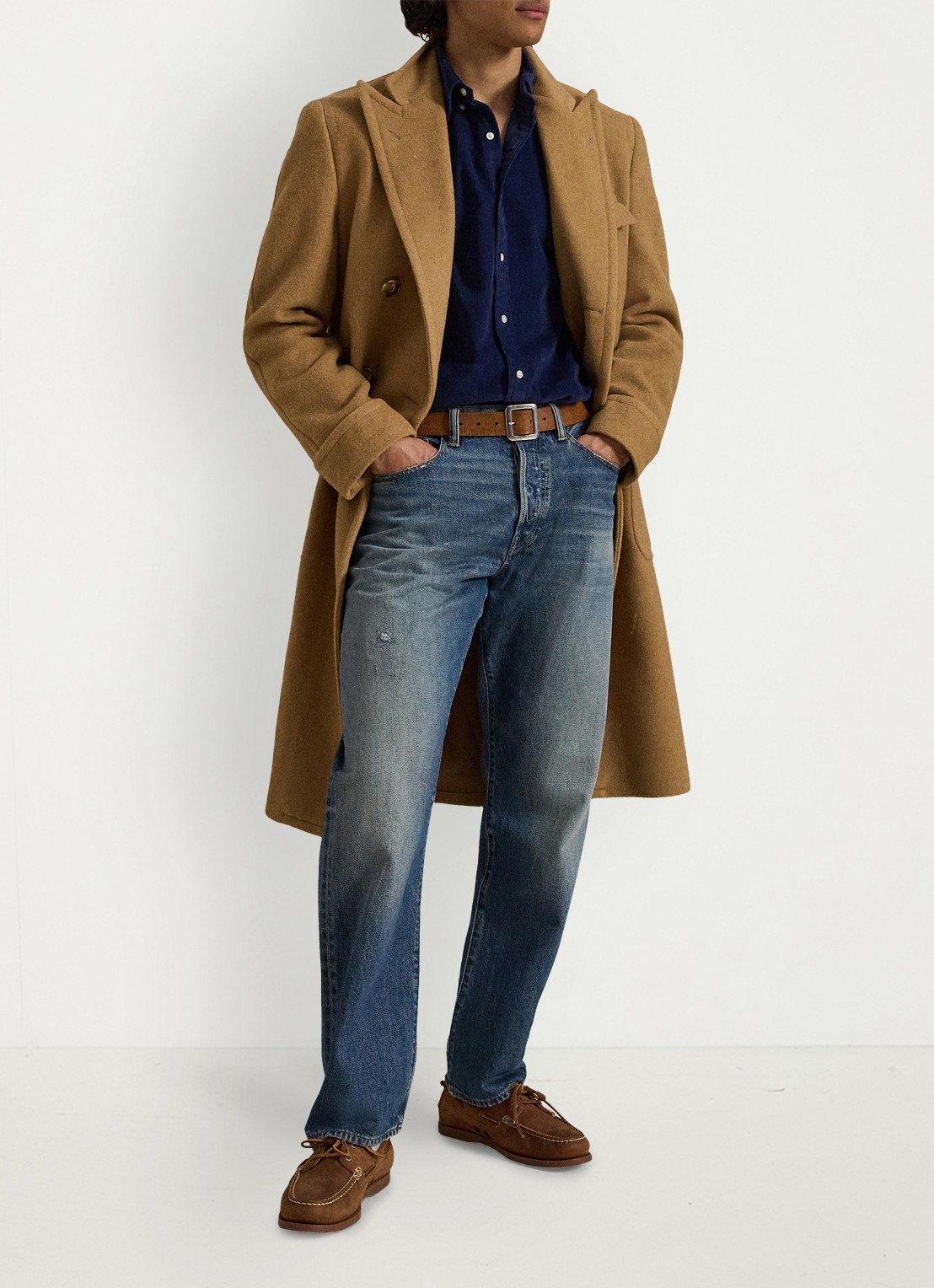 Ralph Lauren Custom fit button down-overhemd van corduroy - detail 2 newport navy / white / donkerblauw