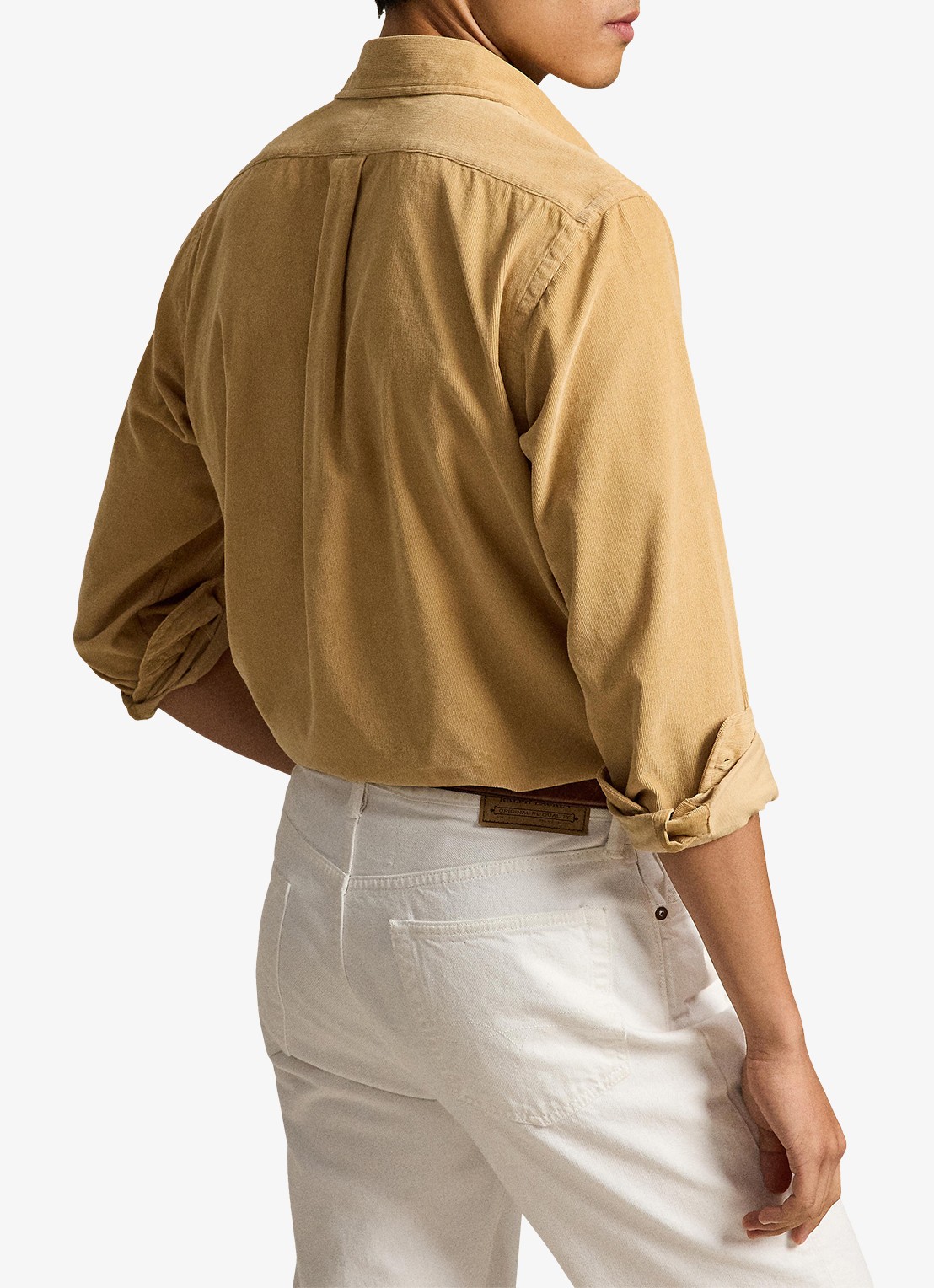 Ralph Lauren Custom fit button down-overhemd van corduroy - achterkant 3 classic camel / camel