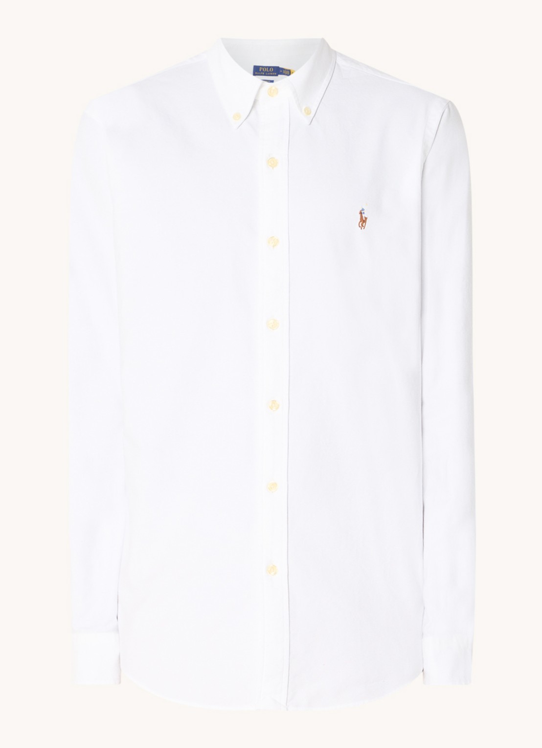 Ralph Lauren Custom fit button-down overhemd van katoen - voorkant 3 white / wit