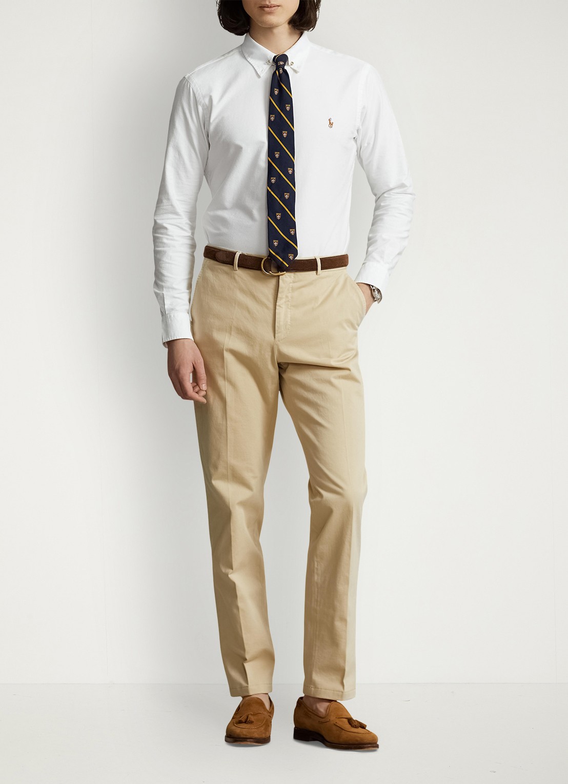 Ralph Lauren Custom fit button-down overhemd van katoen - voorkant 5 white / wit